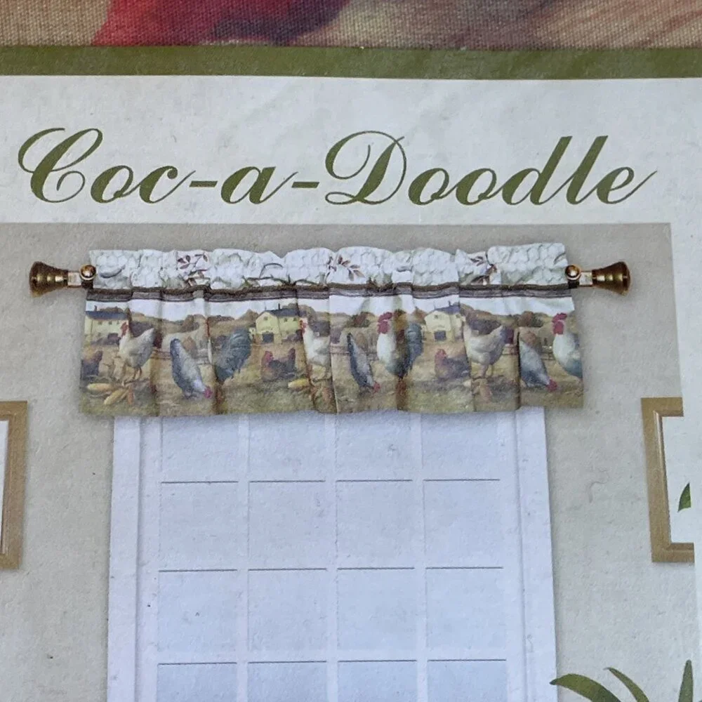 Rooster Farmhouse Kitchen Valance Multicolor 